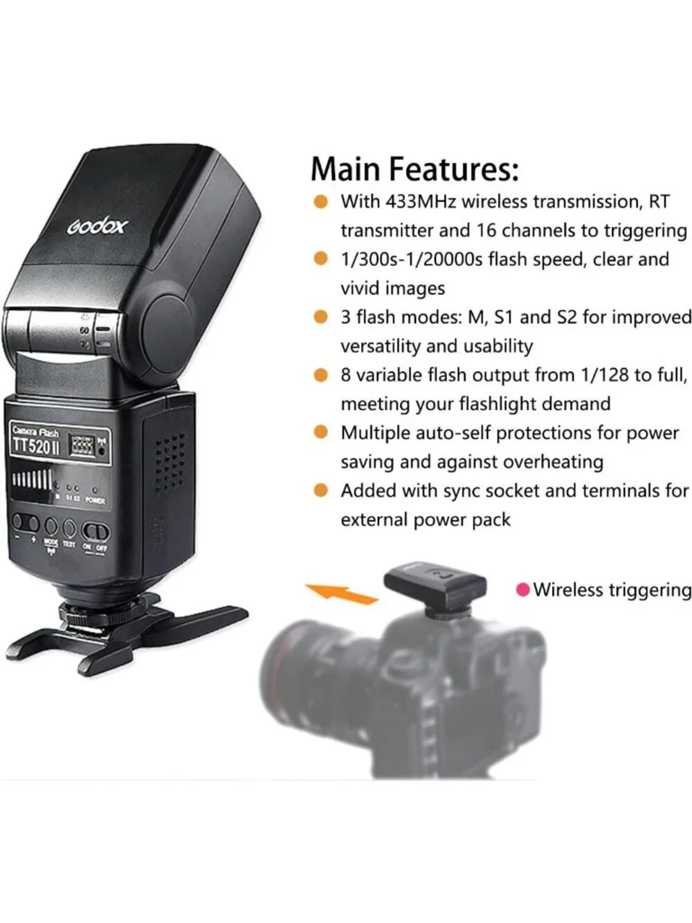 Universal Hot Shoe Wireless Flash Speedlite for DSLR Cameras - TTL & High-Speed